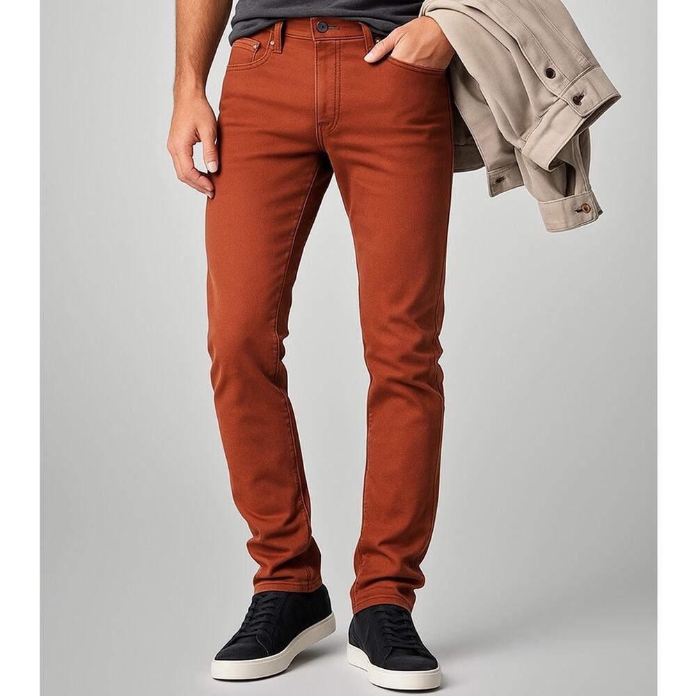 Paige NWT Flawed Transcend‎ Lennox Slim Jean Stretch Deep Russet Orange Mens 28